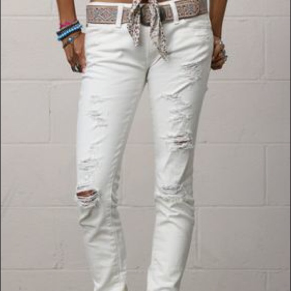 white shredded jeans